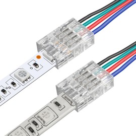 RGBZONE 25Pcs 4 Pin 10mm LED Connectors Gapless Solderless LED Strip to Wire Quick Connection for 10mm Wide 5050/3528 SMD RGB LED Strip Light