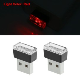 X AUTOHAUX 5pcs Red Mini USB LED Night Light Car Interior Decoration Portable