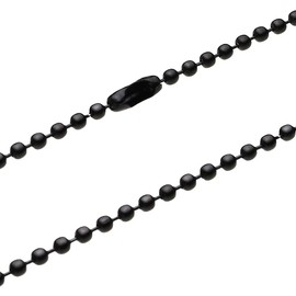 Cenote c0609 0.1 inch (2.5 mm) Wide Ball Black Stainless Steel Chain, Hypoallergenic, Stainless Steel Accessory, Stainless Steel