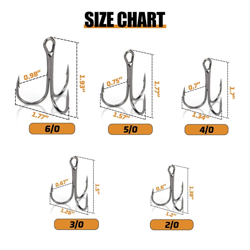 Piscorush Fishing Treble Hooks High Carbon Steel Fishing Hooks Classic