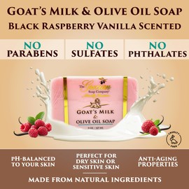 Goat Milk & Olive Oil Soap Bar – Black Raspberry Vanilla Scent, Natural Bar Soap for Dry & Sensitive Skin, Moisturizing & Nourishing Body Soap Bars, Made in USA, Goat Milk Soap