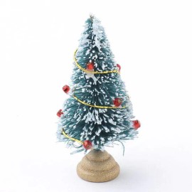 Lot of 6 Dollhouse Miniature 1:12 Frosted Bottle Brush Decorated Christmas Trees