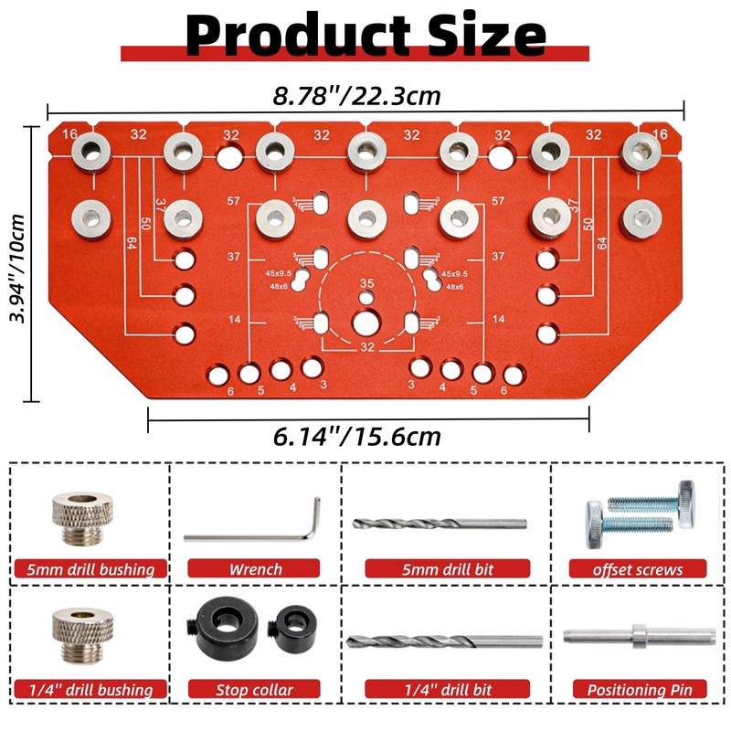 Acshio Shelf Pin Jig and Hinge Jig, Two-in-One Adjustable Shelf