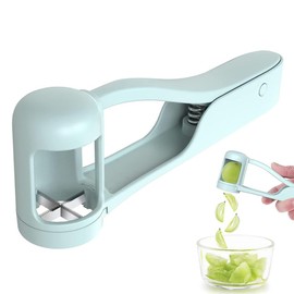 Grape Slicer for Baby, Grape Cutter for Toddlers, Tomato Cherry Strawberry Cutter Into Tools, Stainless Steel Kitchen Gadgets, Quarter Grape Slicer, with Ergonomic Non-Slip Handls, blue