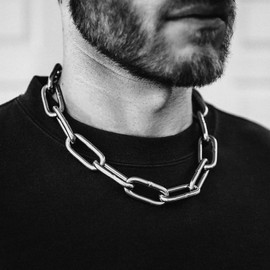 RAMUS KATEN Men's Heavy Duty Quee Goth Grunge Chunky Necklaces Punk Stainless Steel Alternative Industrial Collar Choker Link Chain For Women Jewelry
