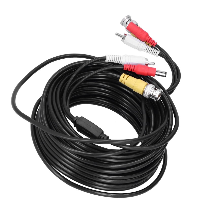 Portable CCTV Cable 3-In 1 Video Audio Power Cord BNC+RCA+DC