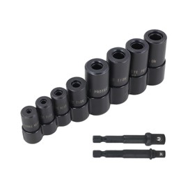 Kefly 70500 Tap Socket Set 8 Pcs Use with 1/4" & 3/8" Drive, Fit MCTI Standard Tap (1/2" & 1/8" NPT, Up to 12mm Metric), for Socket Wrench Set Use