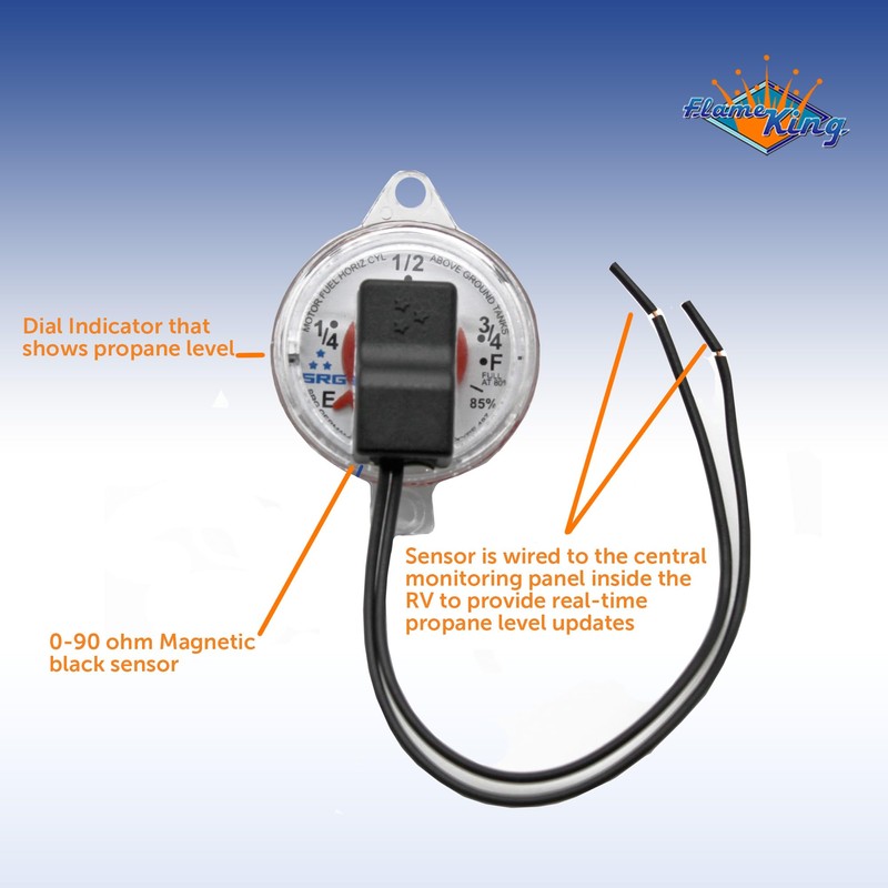 Flame King 0-90 Ohm Twin-Site Remote Dial Gauge for RV