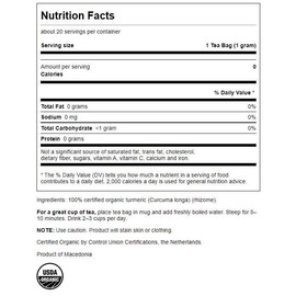 Swanson 100% Organic Turmeric 20 Tea Bag(s)