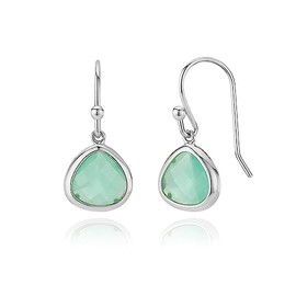 MJLULU Crystal Glass Silver Plated Drop Earrings (Aqua Blue Mint)