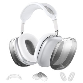 3-in-1 Case for Airpods Max Headphones, Case Compatible with AirPods Max Ear Pads (Transparent-Black Gradient + White)