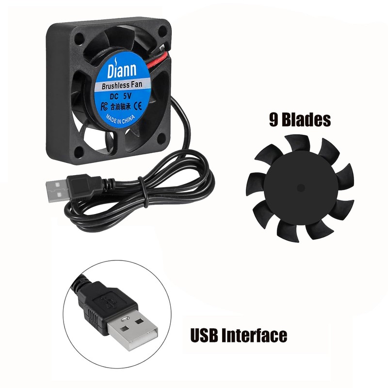DIANN 2pcs 4010 DC 5V USB Brushless Cooling Fan 40