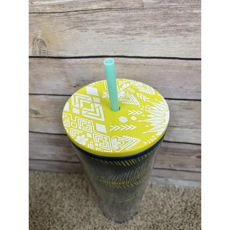Starbucks Hawaii NWT 24 oz Blue Green Yellow Palm Leaf