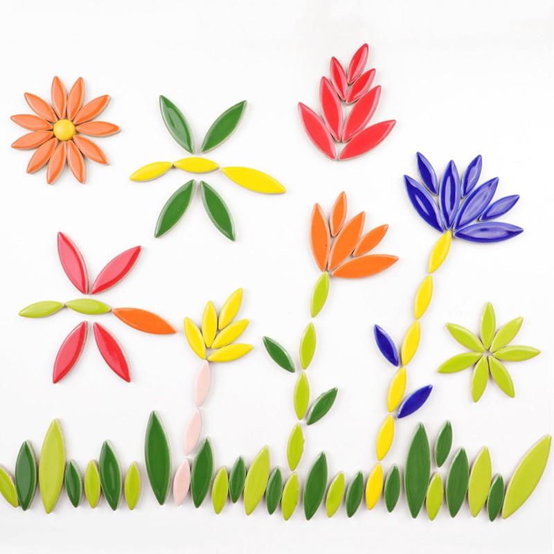 500g/Set Petal Mosaic Tiles Leaf Petal Ceramic Tiles for Crafts,