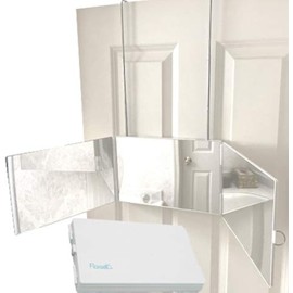 Floxsee Portable Tri-Fold Mirror Home/Travel (White) 3 Way Mirror Hair, Makeup Mirror, Back of Head, Coloring, Styling, Cutting, Gifts for Men/Women