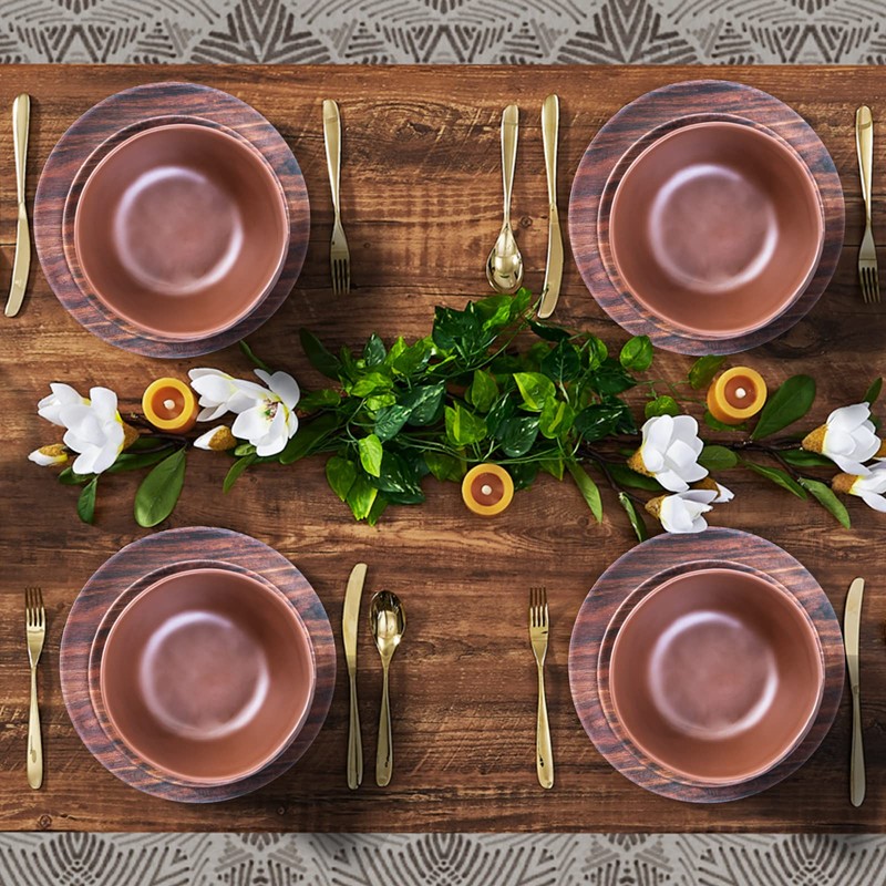 TP 12-Piece Dinnerware Set, Melamine Dishes Set with Bowls and