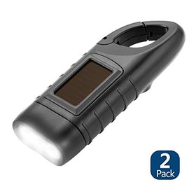 Simpeak 2 Piezas Linterna LED, LED Linterna de Mano Resistente al Agua con Cargador Solar Linterna Dinamo para Ciclismo/Camping/Montañismo - Negro