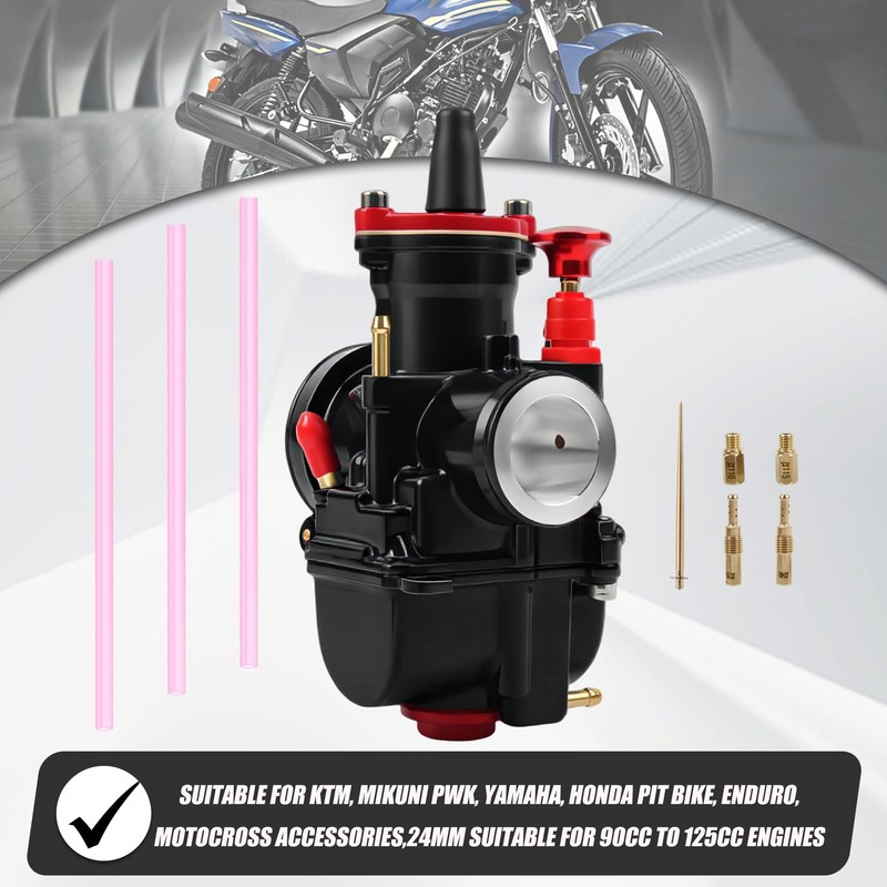 ABCERRS PWK Carburetor 24mm Engine Carb Compatible with 90cc-125cc Engine