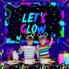 Glow Neon Birthday Backdrop - Let's Glow Banner for Black