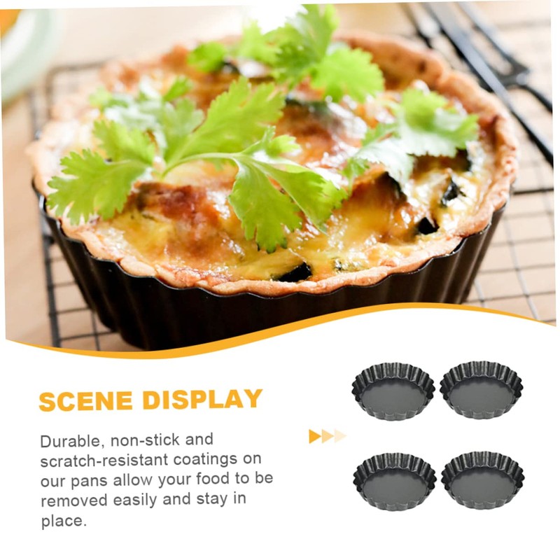 Ciieeo 4-Piece Mini Tart Tins Set Non-Stick Loose Base Baking