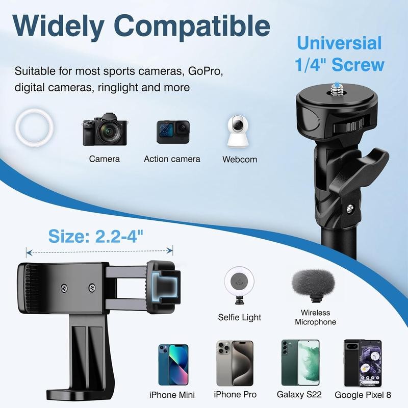 72" Tripod for , Phone Tripod Compatible with Smartphone/Camera/, Cellphone