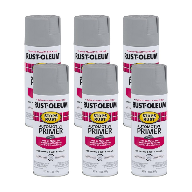 Rust-Oleum 2081830-6PK Stops Rust Automotive Primer Spray, 12 oz, Flat