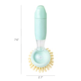 Vigar Rengo Soap Dispensing Dish Brush, Dish Brush with Soap Dispenser for Pot Scrubber, Dishes, Sink Cleaner, and Kitchen Essentials, Turquoise