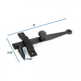 Renovators Supply Manufacturing Door Lock Latch 6.5 in. Black Wrought Iron Gate Latch Garage Barn Door Lock with Mounting Hardware