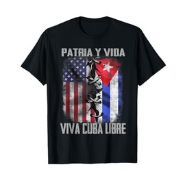 Patria y Vida, Viva Cuba Libre, Mens Vintage Cuban T-Shirt