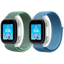 NewJourney Nylon Bands Compatible with AT&T amiGO Jr Watch, 20mm Breathable Hook&Loop Band Replacement (Green+CapeBlue)
