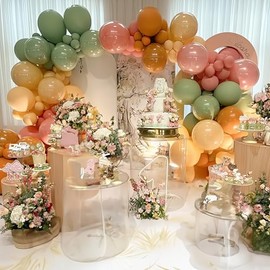 HILAVO Sage Green and Pink Balloons Arch Retro Dusty Pink Olive Green Burnt Orange Beige Balloons Garland for Boho Girls Woodland Baby Shower Fairy Floral Jungle Safari Easter Birthday Party Decor