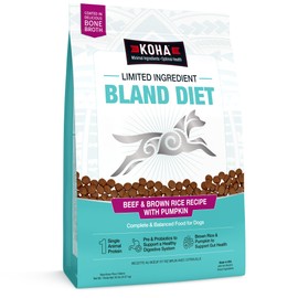 KOHA Limited Ingredient Bland Diet Dry Food for Dogs - Beef & Brown Rice Recipe, Sensitive Stomach Dog Food - Pumpkin for Digestive Support, 20 lbs