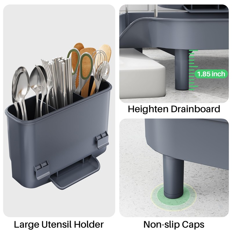 SAYZH Dish Drying Rack - Expandable Dish Rack for Kitchen