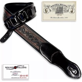 Walker And Williams KB-02-BT Oxblood & Black Carving Leather With Skull & Cross