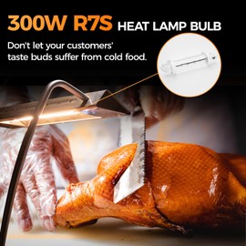4 Pack 300W Warm White 2400K R7S Heat Lamp Bulbs for Buffets and Catered Events Gantry Lights, Food-Safe Jacketed Halogen Lamps,240V R7S Heat Lamp Kit