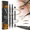 2 Eyebrow Pencils with Brush, Dark/Light Brown, Waterproof Eyebrow Pencil,