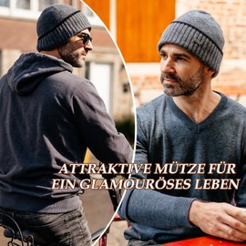 TOP-EX XL/XXL 100% Merino Wool Winter Beanie Men's Warm Winter Hat Fleece Lining Wool Hat Knitted Hat, 95564_grün