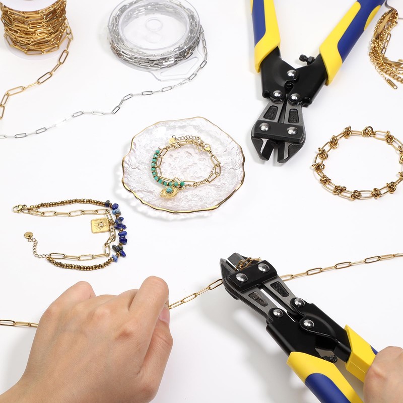 8-inch Jewelry Making Chains Cutter with Bi-Material Ergonomic Handle Grip,