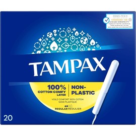 Tampons Regular Cardboard Applicator Tampax Blue Box 40 Tampons (2 Packs of 20) | Leak Protection | Super Absorbent | Fragrance-Free | Long Lasting Protection | Including Jaspem Period Tracker