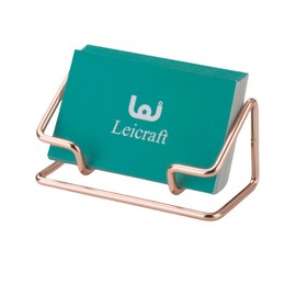 Leicraft Business Card Holder for Desk, Cute Metal Card Organizers and Office Desk Accessories for Men and Women (Rose gold)