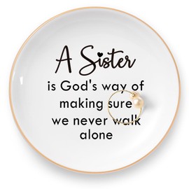 Sister Gifts from Sister - Ceramic Ring Dish Jewelry Tray Decorations Gifts for Sister Christmas Birthday Wedding Unique Present for Sisters