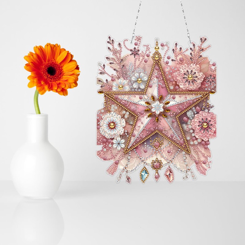 Amiiba Diamond Painting Hanging Kit Pink Starfish, 5D Diamond Art