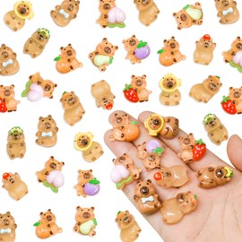 100 Pieces Tiny Fruit Capybara forDollhouse Miniatures Resin Animals for Crafts Mini Capybara for Fairy Garden Micro Landscaping Decoration
