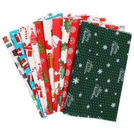 Beavorty 10 Sheets Xmas Patchwork Cloth Christmas Cotton Fabric DIY Cloth Sheets Quilting Fabric Patchwork Cloth Pieces for Xmas Sewing Crafting (Random Pattern)