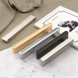 Chibery 10 Pack - 5 inch Hole Centers Cabinet Pulls, Matte Black Cabinet Handles, Aluminum Alloy Gold Hardware for Kitchen Cabinets Cupboard Drawers Closet Dressers Bathroom 4580