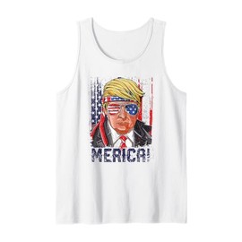 Merica Trump July 4th America Flag Patriot USA Tank Top
