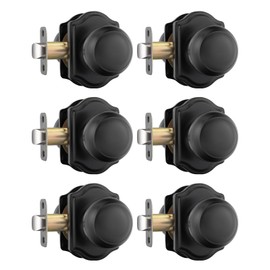 goldenwarm 6 Pack Matte Black Passage Door Knobs, Closet Door Knobs Interior Set Closet & Hallway, Classic Brass Door Knob