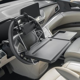 Paffenery Large Car Steering Wheel Tray Back Seat Headrest Tray with Phone Holder, Steering Wheel Desk Food Table for Car Laptop Mount Steering Wheel for Compact to Medimum Sedans & SUVs