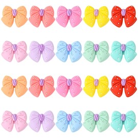 UR URLIFEHALL 20 pcs 10 Colors Bowknot Silicone Focal Beads Cute Bow Shaped Beads Rainbow Bow Tie Beads for Beaded Pens Keychain Making DIY Bracelets Lanyard Making