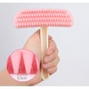Small Pink Rubber Slicker Brush for Dogs Cat Rabbit